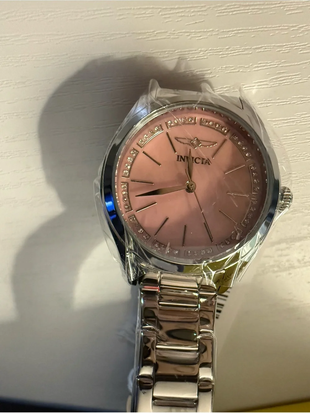 Invicta Women's Stainless Steel Watch with Pink Dial and Silver Bracelet